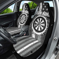 Grunge American Flag Darts Car Seat Cover with Dartboard Target and Black White Stars - Wonder Print Shop