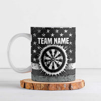 Grunge American Flag Darts Ceramic Mug with Dartboard Target and Black White Stars - Wonder Print Shop