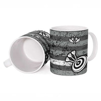 Grunge American Flag Darts Ceramic Mug with Dartboard Target and Black White Stars - Wonder Print Shop
