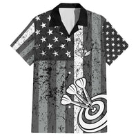 Grunge American Flag Darts Family Matching Off Shoulder Maxi Dress and Hawaiian Shirt with Dartboard Target and Black White Stars - Wonder Print Shop