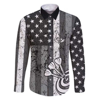 Grunge American Flag Darts Family Matching Puletasi and Hawaiian Shirt with Dartboard Target and Black White Stars - Wonder Print Shop
