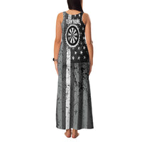 Grunge American Flag Darts Family Matching Tank Maxi Dress and Hawaiian Shirt with Dartboard Target and Black White Stars - Wonder Print Shop