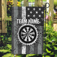 Grunge American Flag Darts Garden Flag with Dartboard Target and Black White Stars - Wonder Print Shop