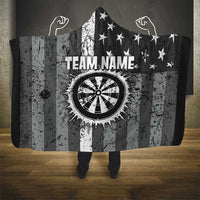 Grunge American Flag Darts Hooded Blanket with Dartboard Target and Black White Stars - Wonder Print Shop