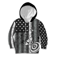 Grunge American Flag Darts Kid Hoodie with Dartboard Target and Black White Stars - Wonder Print Shop