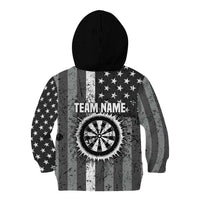Grunge American Flag Darts Kid Hoodie with Dartboard Target and Black White Stars - Wonder Print Shop