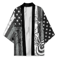 Grunge American Flag Darts Kimono with Dartboard Target and Black White Stars - Wonder Print Shop