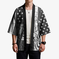 Grunge American Flag Darts Kimono with Dartboard Target and Black White Stars - Wonder Print Shop