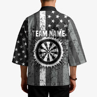 Grunge American Flag Darts Kimono with Dartboard Target and Black White Stars - Wonder Print Shop