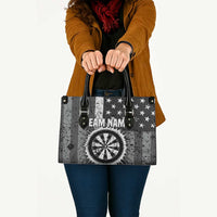 Grunge American Flag Darts Leather Bag with Dartboard Target and Black White Stars - Wonder Print Shop