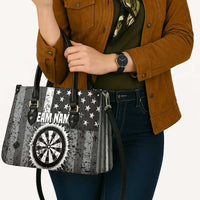Grunge American Flag Darts Leather Bag with Dartboard Target and Black White Stars - Wonder Print Shop