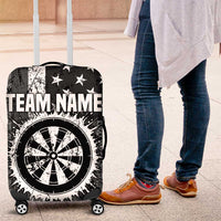 Grunge American Flag Darts Luggage Cover with Dartboard Target and Black White Stars - Wonder Print Shop
