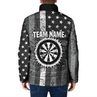 Grunge American Flag Darts Padded Jacket with Dartboard Target and Black White Stars - Wonder Print Shop