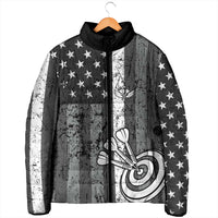 Grunge American Flag Darts Padded Jacket with Dartboard Target and Black White Stars - Wonder Print Shop