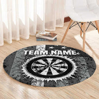 Grunge American Flag Darts Round Carpet with Dartboard Target and Black White Stars - Wonder Print Shop