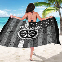 Grunge American Flag Darts Sarong with Dartboard Target and Black White Stars - Wonder Print Shop