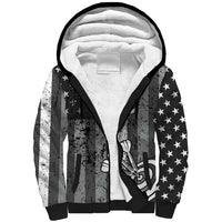 Grunge American Flag Darts Sherpa Hoodie with Dartboard Target and Black White Stars - Wonder Print Shop