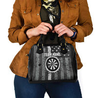 Grunge American Flag Darts Shoulder Handbag with Dartboard Target and Black White Stars - Wonder Print Shop