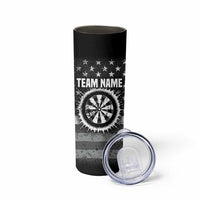 Grunge American Flag Darts Skinny Tumbler with Dartboard Target and Black White Stars - Wonder Print Shop