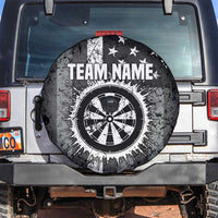 Grunge American Flag Darts Spare Tire Cover with Dartboard Target and Black White Stars - Wonder Print Shop