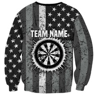 Grunge American Flag Darts Sweatshirt with Dartboard Target and Black White Stars - Wonder Print Shop