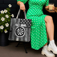 Grunge American Flag Darts Tote Bag with Dartboard Target and Black White Stars - Wonder Print Shop