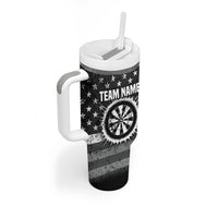 Grunge American Flag Darts Tumbler With Handle with Dartboard Target and Black White Stars - Wonder Print Shop
