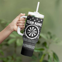 Grunge American Flag Darts Tumbler With Handle with Dartboard Target and Black White Stars - Wonder Print Shop