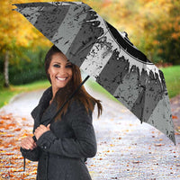 Grunge American Flag Darts Umbrella with Dartboard Target and Black White Stars - Wonder Print Shop