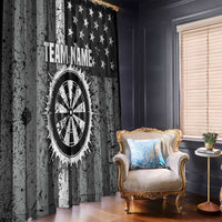 Grunge American Flag Darts Window Curtain with Dartboard Target and Black White Stars - Wonder Print Shop