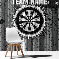 Grunge American Flag Darts Window Curtain with Dartboard Target and Black White Stars - Wonder Print Shop