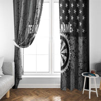 Grunge American Flag Darts Window Curtain with Dartboard Target and Black White Stars - Wonder Print Shop