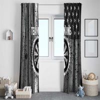 Grunge American Flag Darts Window Curtain with Dartboard Target and Black White Stars - Wonder Print Shop