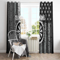 Grunge American Flag Darts Window Curtain with Dartboard Target and Black White Stars - Wonder Print Shop