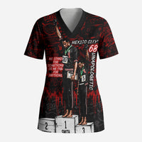 Mexico City 1968 Black Power Salute Scrub Top Unapologetic Civil Rights History Urban Graffiti Art