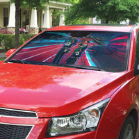 African American 1968 Black Power Salute Auto Sun Shade Retro Cyberpunk Sci-Fi Tech Civil Rights Art