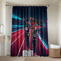 African American 1968 Black Power Salute Bathroom Set Retro Cyberpunk Sci-Fi Tech Civil Rights Art