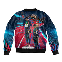 African American 1968 Black Power Salute Bomber Jacket Retro Cyberpunk Sci-Fi Tech Civil Rights Art