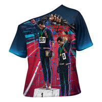 African American 1968 Black Power Salute Cross Shoulder Shirt Retro Cyberpunk Sci-Fi Tech Civil Rights Art