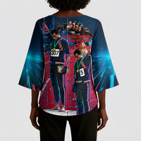African American 1968 Black Power Salute Kimono Sleeve Blouse Retro Cyberpunk Sci-Fi Tech Civil Rights Art