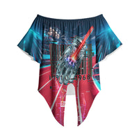 African American 1968 Black Power Salute Off Shoulder Wrap Waist Top Retro Cyberpunk Sci-Fi Tech Civil Rights Art