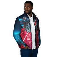 African American 1968 Black Power Salute Padded Jacket Retro Cyberpunk Sci-Fi Tech Civil Rights Art