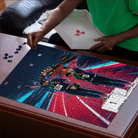 African American 1968 Black Power Salute Puzzle Retro Cyberpunk Sci-Fi Tech Civil Rights Art
