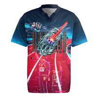 African American 1968 Black Power Salute Rugby Jersey Retro Cyberpunk Sci-Fi Tech Civil Rights Art