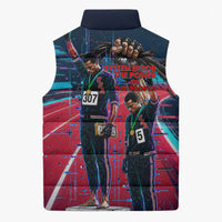 African American 1968 Black Power Salute Sleeveless Puffer Jacket Retro Cyberpunk Sci-Fi Tech Civil Rights Art