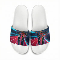 African American 1968 Black Power Salute Slide Sandals Retro Cyberpunk Sci-Fi Tech Civil Rights Art