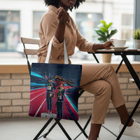 African American 1968 Black Power Salute Tote Bag Retro Cyberpunk Sci-Fi Tech Civil Rights Art