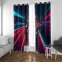 African American 1968 Black Power Salute Window Curtain Retro Cyberpunk Sci-Fi Tech Civil Rights Art