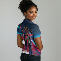 African American 1968 Black Power Salute Women Polo Shirt Retro Cyberpunk Sci-Fi Tech Civil Rights Art