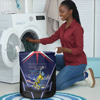 Personalized Cape Verde Blue Sharks Laundry Basket African Pride Dynamic Stadium Soccer Graphic Art